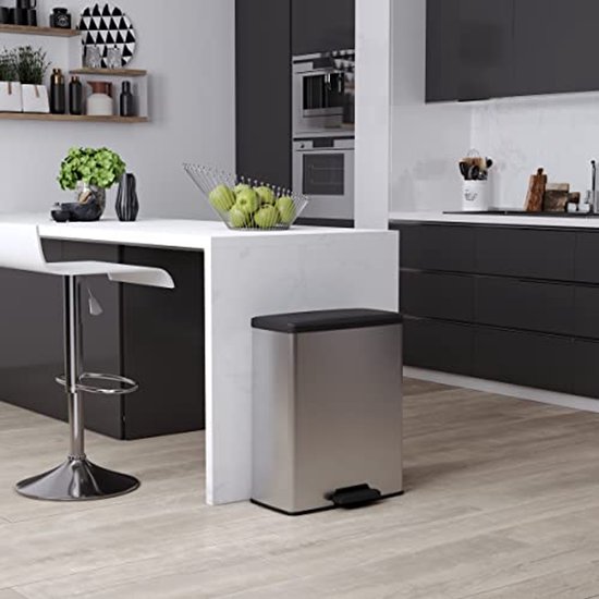 Prullenbak Curver Decobin - 65L - Rectangulaire - Gris Métallisé - Plastique Recyclé