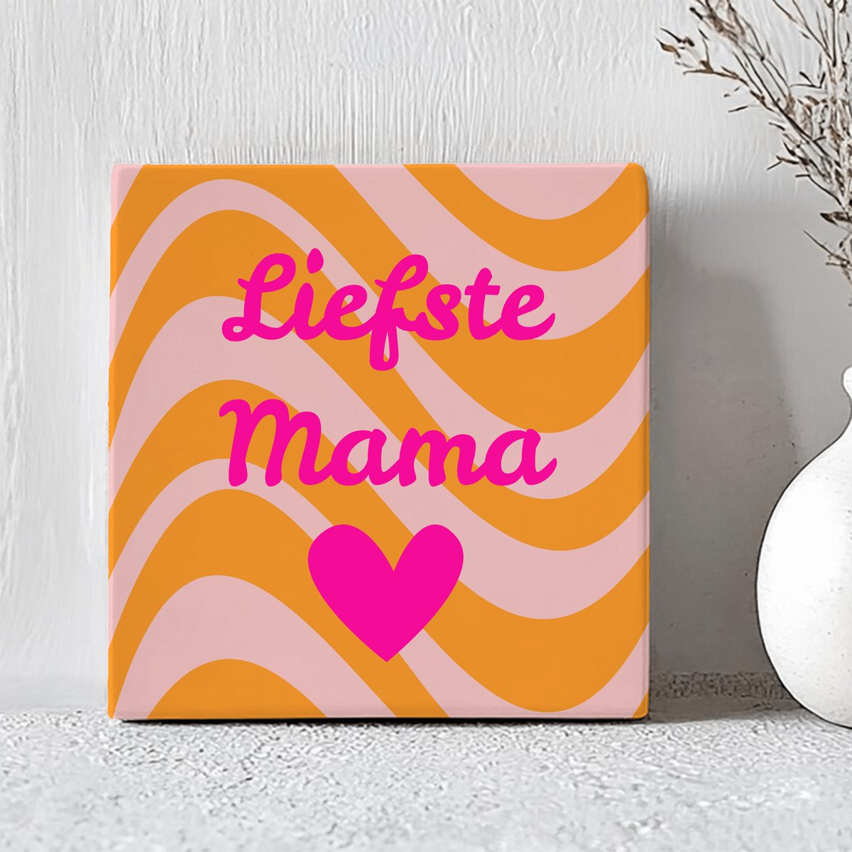 Printazzy - Tegeltjes met Tekst - Liefste Mama - Moederdag Cadeautje - Wanddecoratie Woonkamer - Cadeau Voor Haar - Decoratieve Accessoires - Oranje