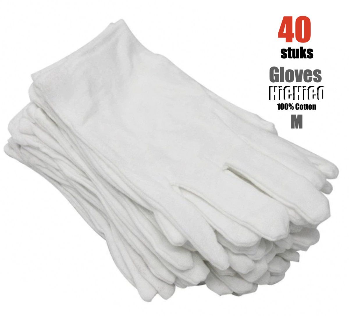 Katoenen handschoenen wit medium 40stuks – 20 paar Beschermende Handschoenen - Medium - Gezondheidszorg - Ziekenhuis - Beauty Center, Kapper en Salon Spa Tattoo – Jewelry - eczeem / allergie / handcreme - juweliers / munt handschoen