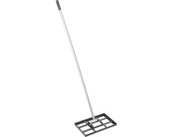 Gazonhark met 198 cm Steel, 431x254 mm Bodemplaat, Robuuste Nivelleerhark van Koolstofstaal, Hoogte-Instelling in 5 Standen, Egaliseergereedschap voor Gazons en Golfbanen