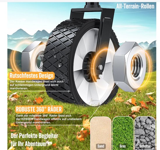 KESSER® opvouwbare bolderwagen met dak handkar transportwagen apparatuurwagen — afbeelding 3
