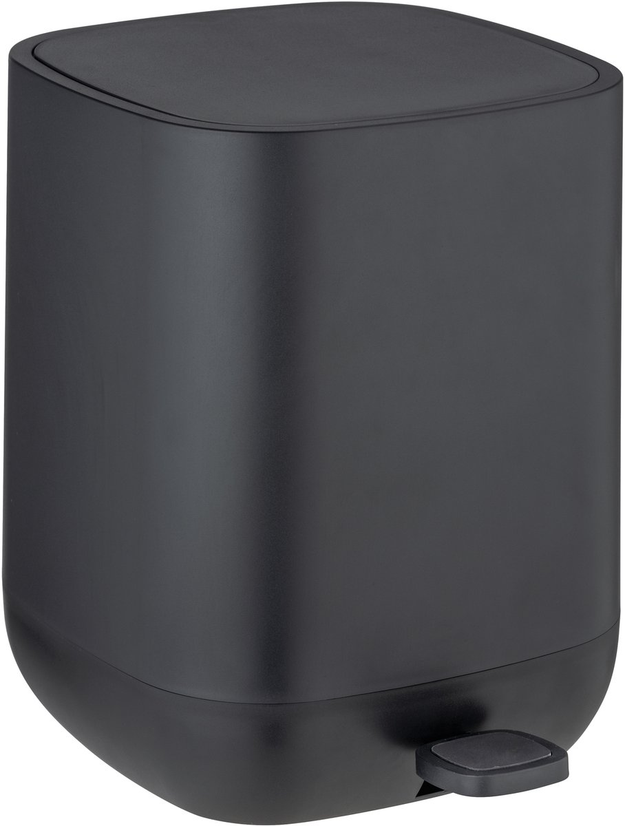 Goedkoopste WENKO Afvalemmer Davos 6,5 liter mat zwart - Easy-Close soft close deksel - Prullenbak - Afvalbak - Vuilbak - Vuilnisbak - Pedaalemmer toilet en badkamer