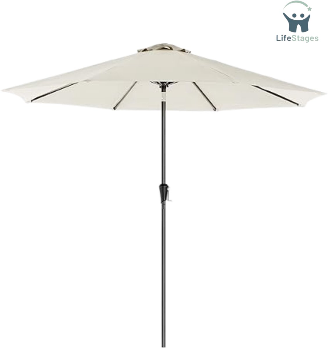 Terras Parasol - Octagonal beige folding garden screen with crank, polyester fabric. Ideal for outdoor use on terrace, garden, balcony.