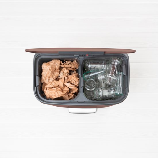 Prullenbak Brabantia Bo - 2 x 30 l - Tri sélectif - Taupe Satiné