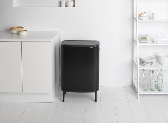 Brabantia Bo Touch Bin poubelle 3 x 11 litres avec 3 seaux intérieurs synthétiques - Mineral Concrete Grey