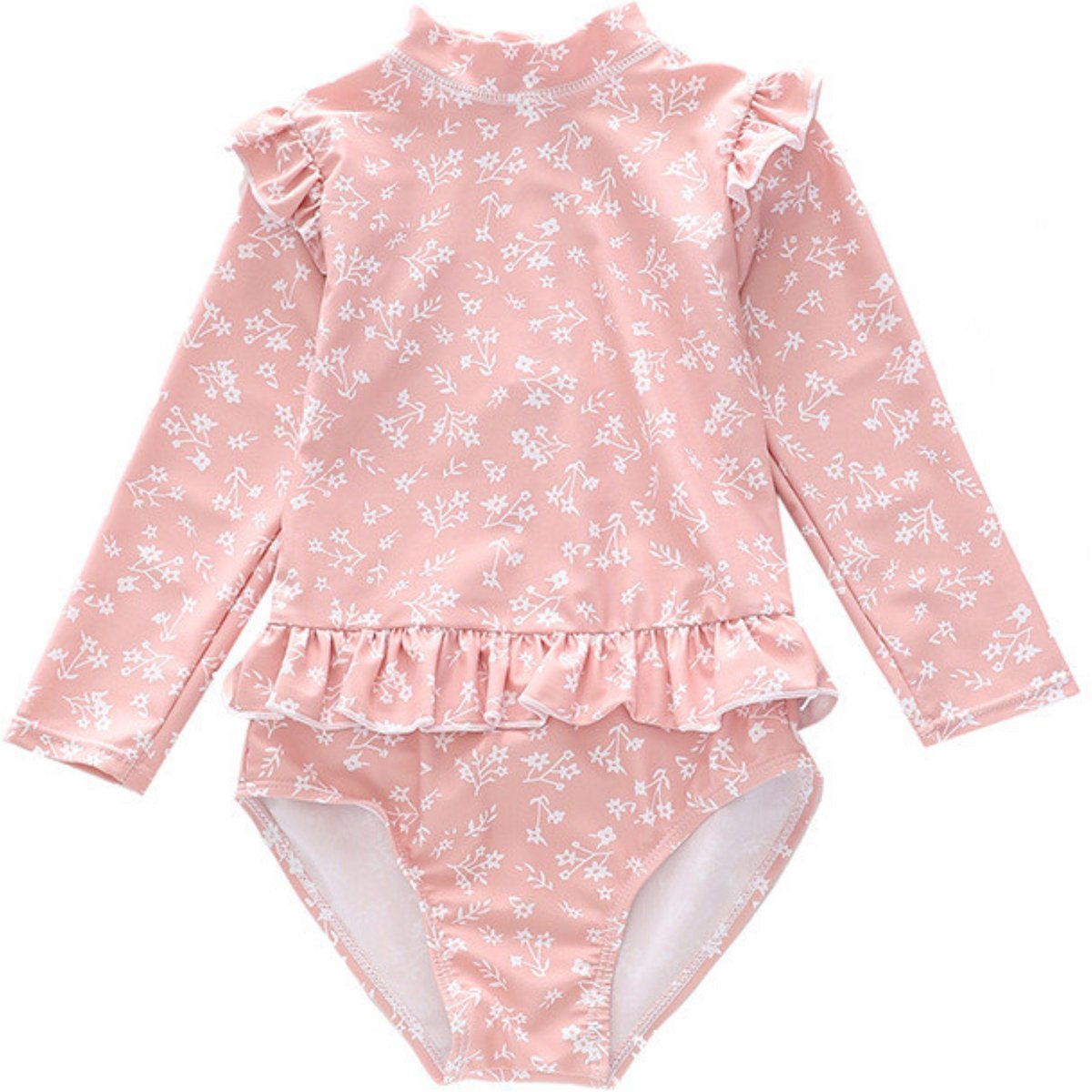 Joya Kids® Badpak Lange Mouw Oud Roze met Bloemen print met Ruches Meisjes | Zwempak met ruches UV Badpak Roze Gebloemd | Zwempak Lange Mouw UV Bescherming | Meisje Bikini Zomer | Kinderbadpak Peuter | | 5 - 6 Jaar — afbeelding 12
