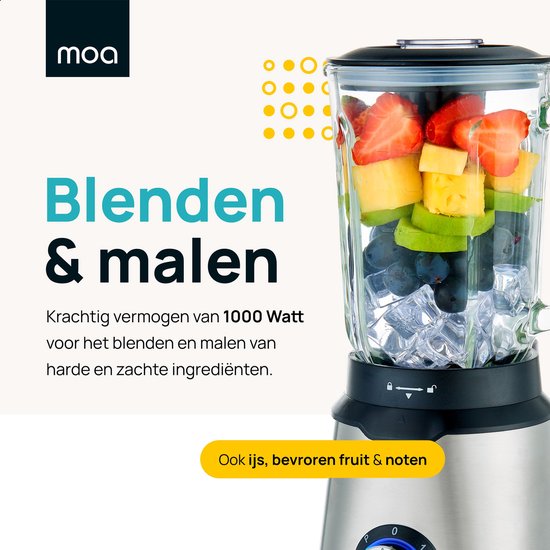 MOA Krachtige Blender - Met glazen kan - 1,5 liter - 1000 Watt - TB61 van MOA — afbeelding 2