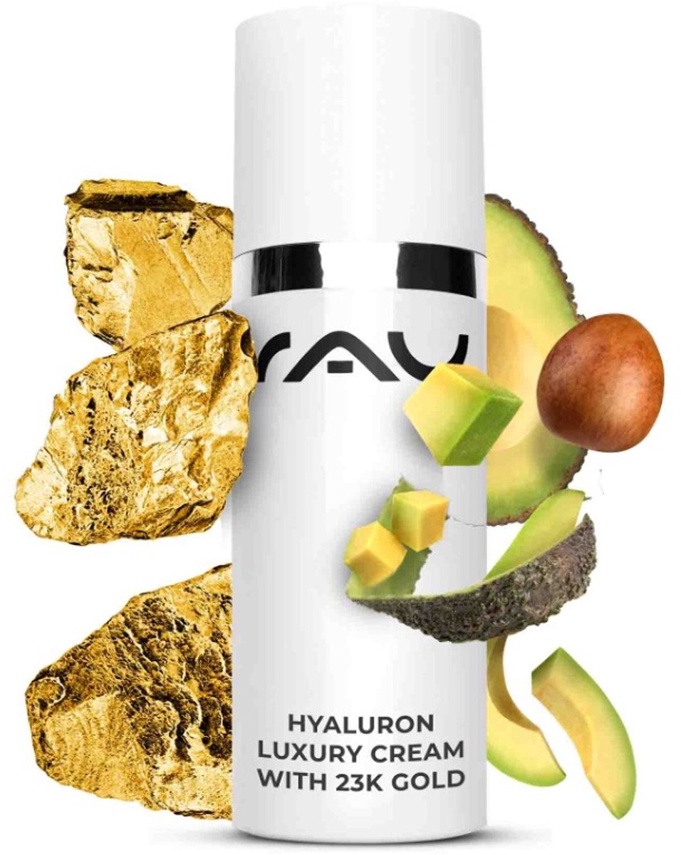 Goedkoopste RAU Hyaluron Luxury Cream met 23k goud 50 ml - intensief hydrateren - voor veeleisende & droge huid - met hyaluronzuur, vitamine E, avocado-olie, sheabutter, squalaan