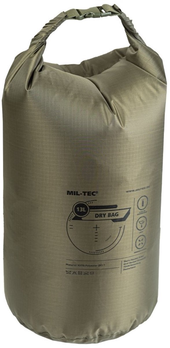 Mil-Tec Waterbestendige Drybag, Rip Stop, 13L, olijfgroen