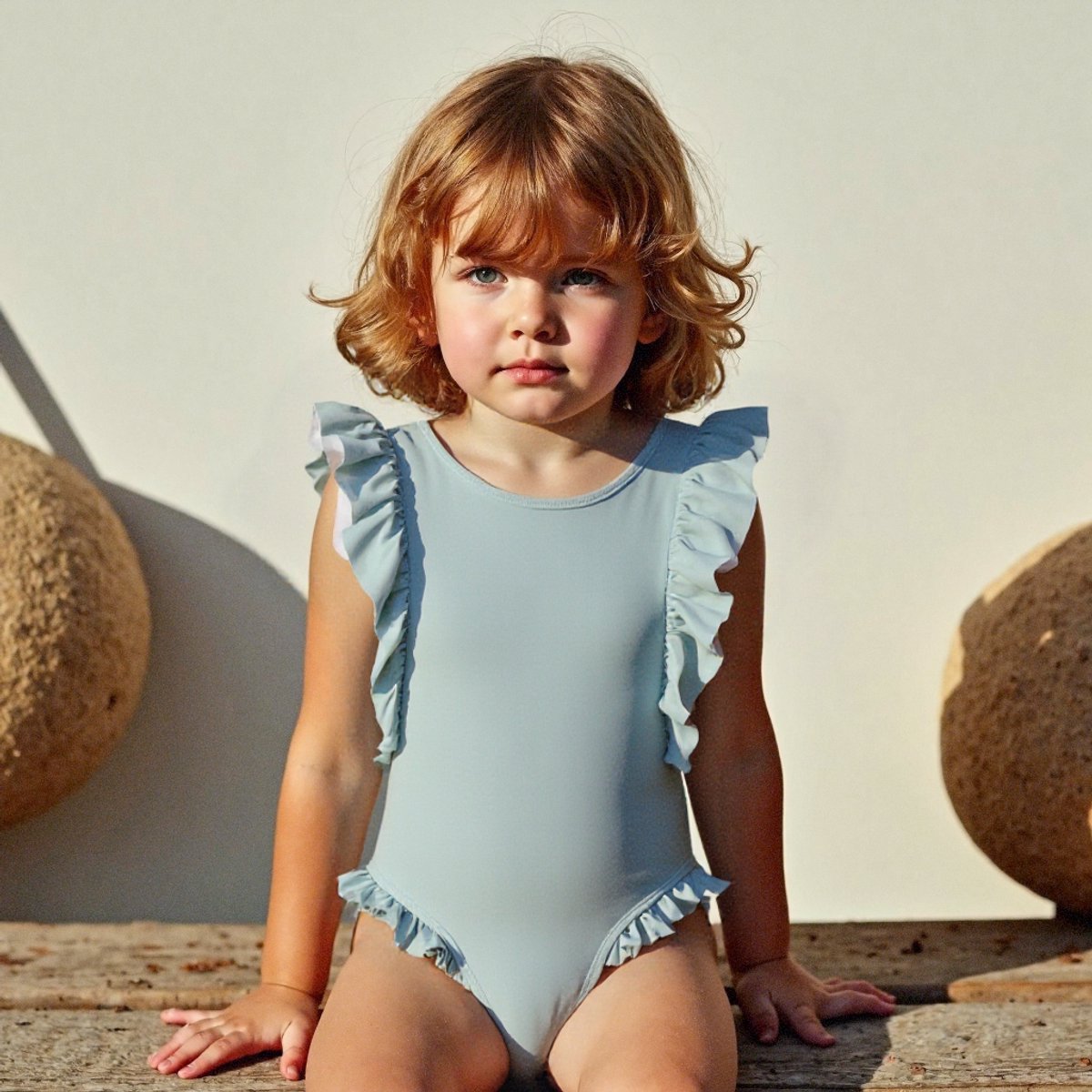 Joya Kids® Badpak Korte Mouw Licht Blauw met Ruches Meisjes | Zwempak met ruches Pof Mouwen | Zwempak Lage Rug Kind | Meisje Bikini Zomer | Kinderbadpak Peuter | | 1 - 2 jaar — afbeelding 5