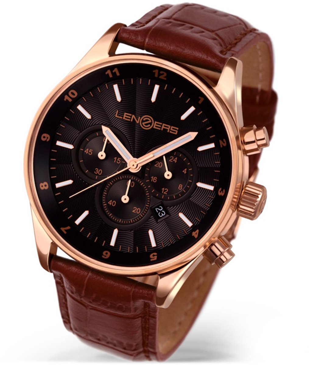 Lenzers Ventura Chronograph Herenhorloge met Stopwatch en Datum - Quartz 43mm
