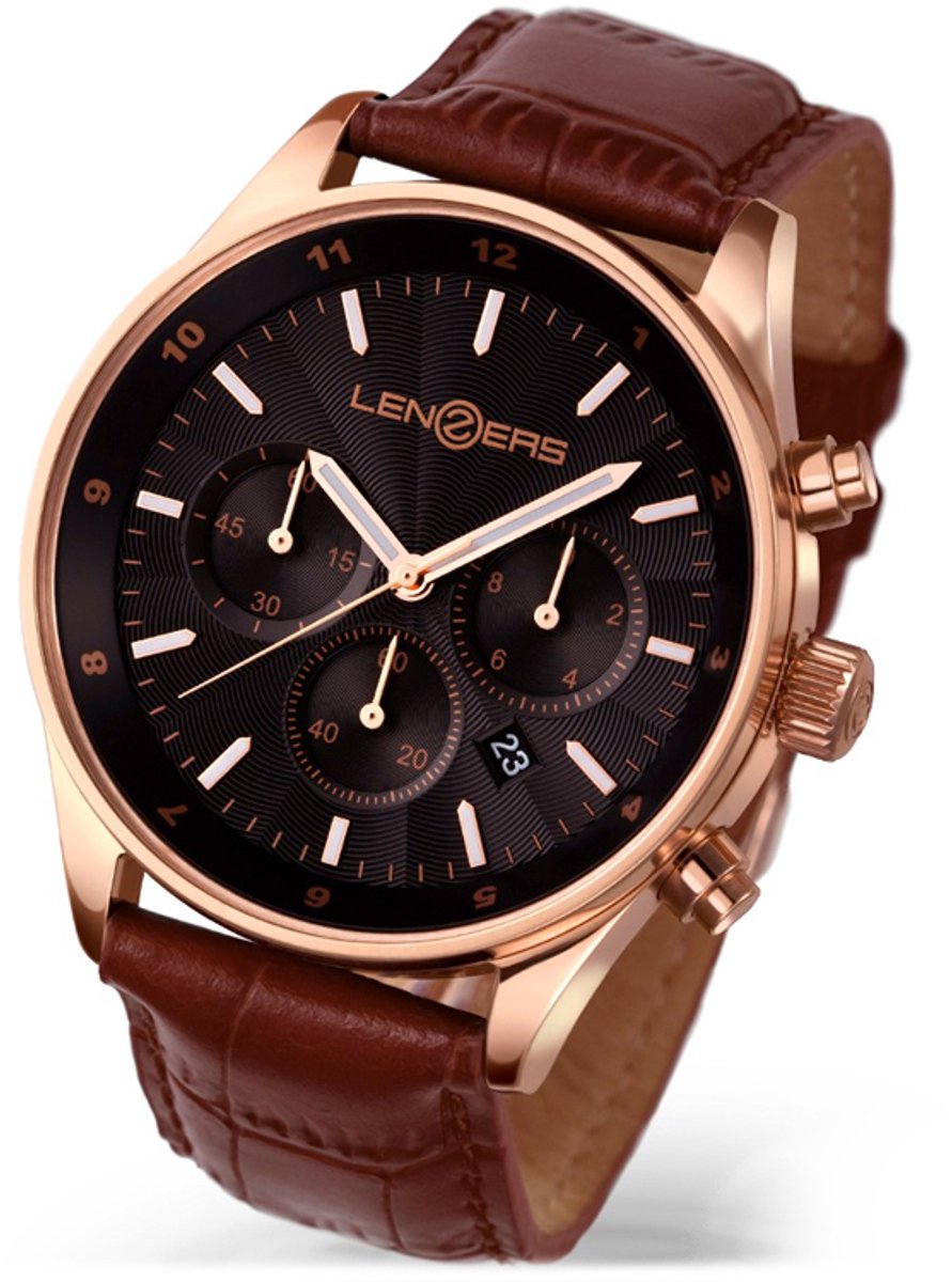 Lenzers Ventura Chronograph XL Herenhorloge met Stopwatch en Datum - Quartz 47mm