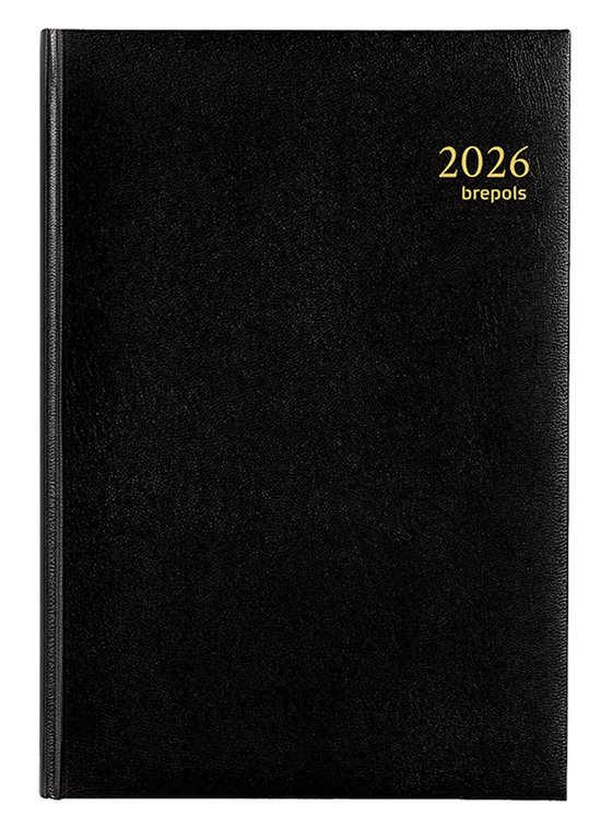 Brepols bureau agenda 2026 - MINISTER [0.218] - LIMA - Bureau agenda - 1 dag op 1 pagina - Dagoverzicht - Zwart - 14.8 x 21 cm