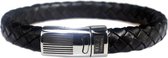 Bela Donaco Armband Business line W12 – RVS – Gevlochten zwart leder