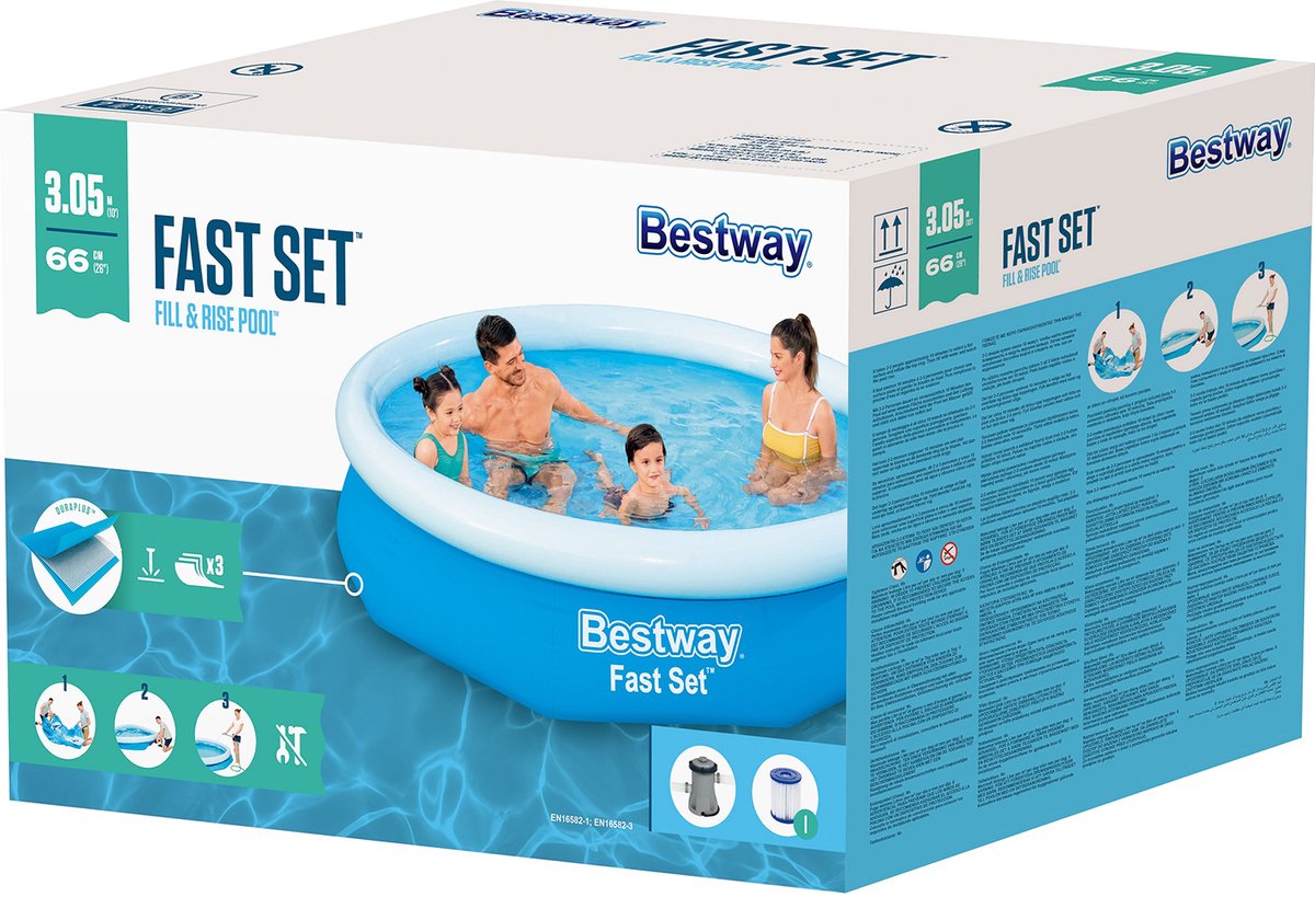 Bestway Fast Set inflatable pool with filter pump - Ø 305 x 66 cm