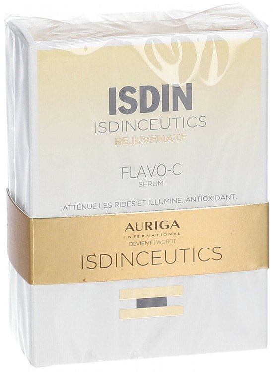 ISDIN ISDINCEUTICS REJUVENATE FLAVO-C SERUM avec bande dorée.