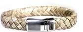 Bela Donaco Armband Business line W12 – RVS – Gevlochten vintage beige leder