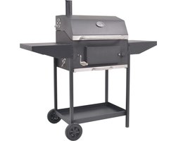 vidaXL Houtskoolbarbecue met onderplank zwart