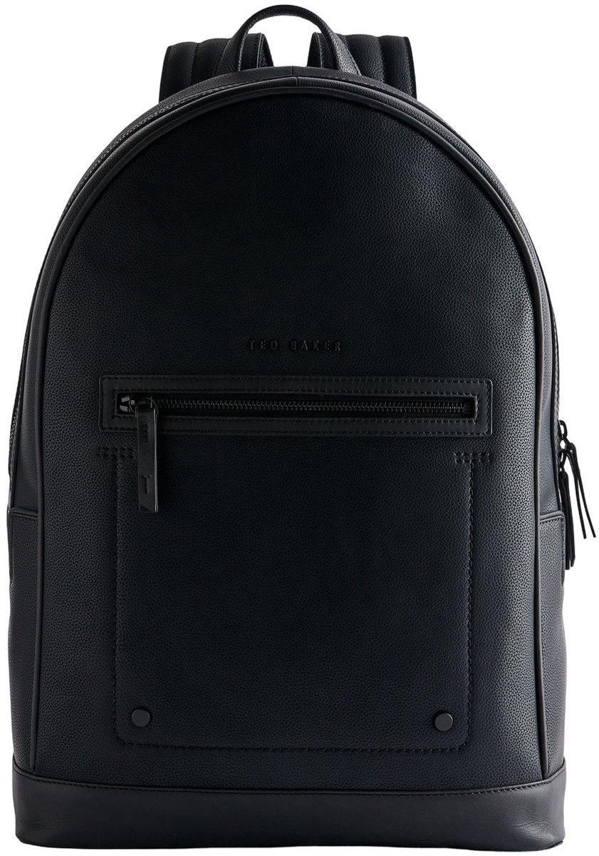 Ted Baker Leren Laptop rugzak Rugzak met laptopvak Lansen Recycled Leather Backpack Black Zwart