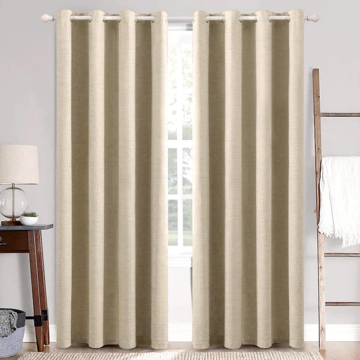 Unyqoos Stijlvolle Verduisteringsgordijnen met Linnenlook voor Optimale Privacy en Isolatie, Set van 2 taupe