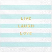 Lichtblauwe Servetten Live Laugh Love 33cm 20st