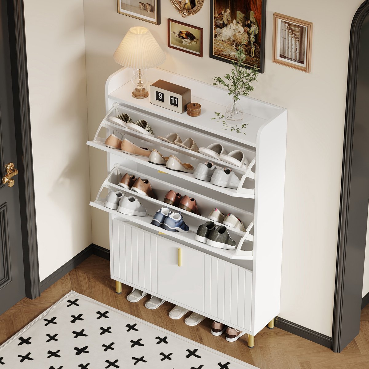 Sweiko Schoenenkast - 6 vakken - Verstelbaar - 80*23*123.5 cm - Wit