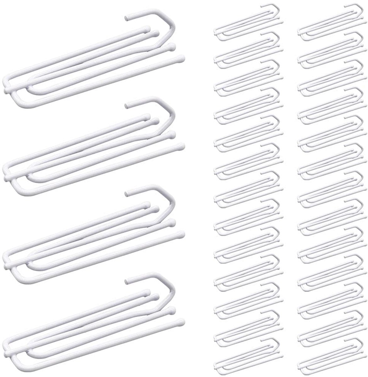 Ibenzoa® Roestvrijstalen Metalen Gordijnhaken Set voor Diverse Gordijnstijlen in Witte Afwerking