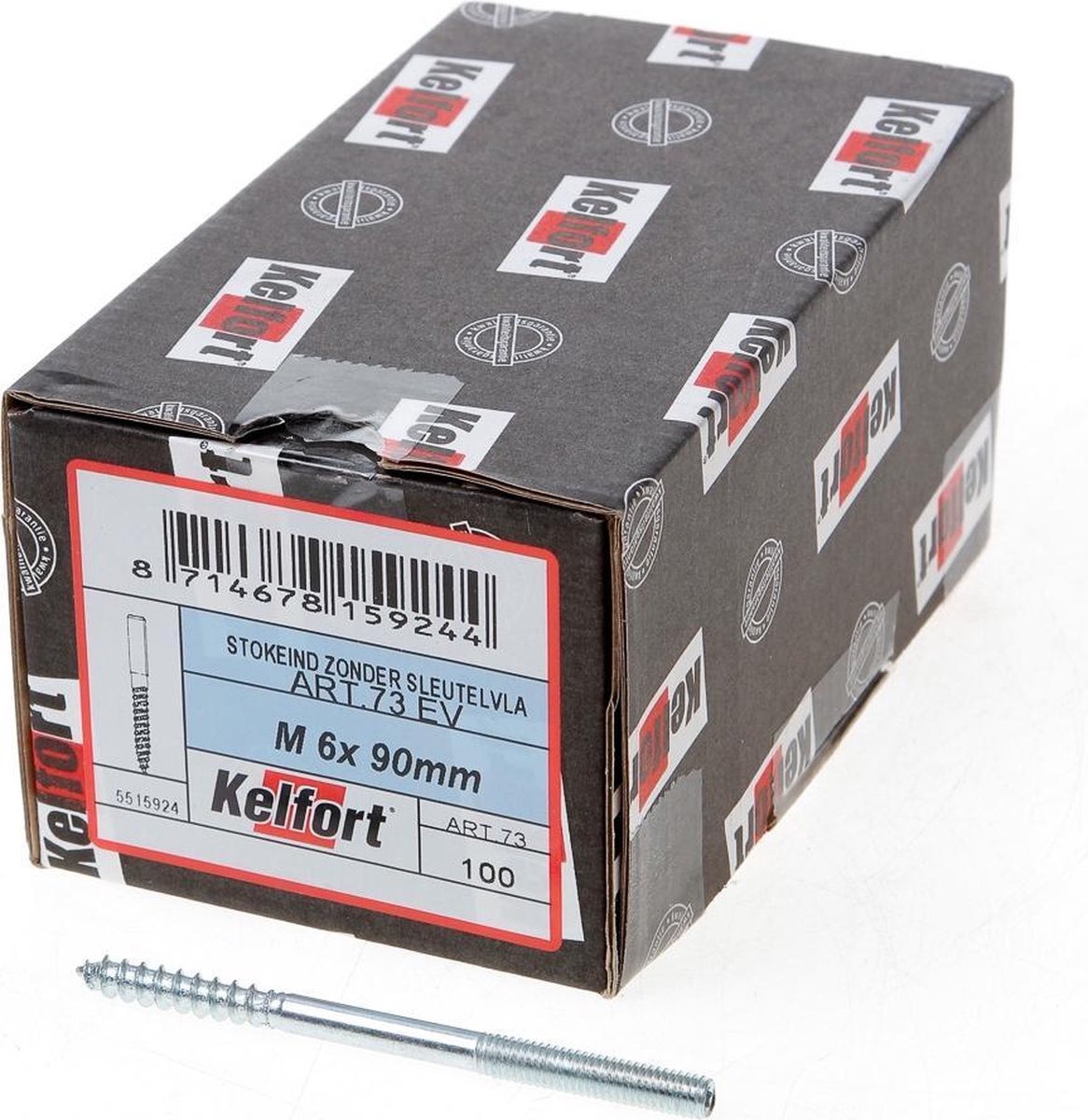 Kelfort Stokeind verzinkt 73 gram M6 x 90mm