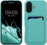 Étui kwmobile compatible avec Apple iPhone 16 - Étui avec porte-cartes - Coque en TPU vert menthe