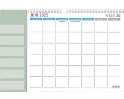 MGPcards - 18 Maanden Familieplanner 2025-2026 - 6 Personen - Kalender - Familyplanner - juni 2025 t/m december 2026 - 34 x 24,5 cm - Groen