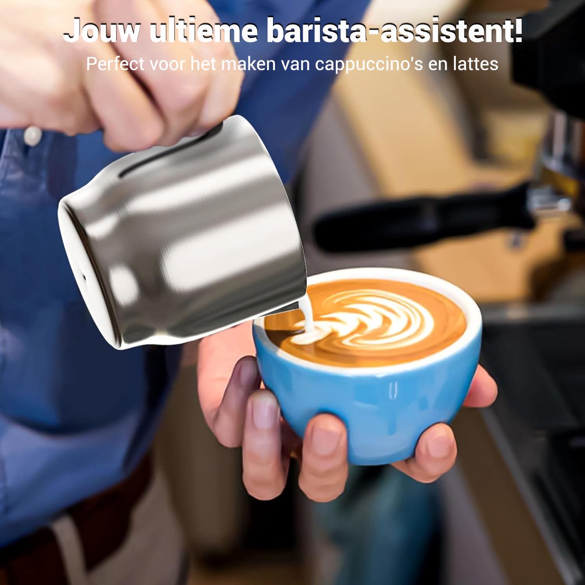 LotaHome - Melkopschuimer met Inductietechniek - Met Digitaal Display - 4-in-1 Elektrische Melkopschuimer - Automatische Melkopschuimer - Cappuccino, Latte, Melk, Chocolademelk - Vaatwasserbestendig - Opschuimen en Verwarmen - 900 ml - RVS - Zilver — cadeau in Kookcadeaus - foto 3
