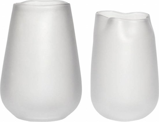 Hübsch Glazen Vazen - Set van 2 - ø16xH23cm en ø19xH27cm - Gerookt Glas - Wit | bol.com