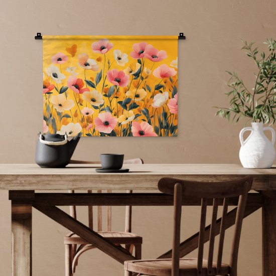 Tapisserie murale 60x45 cm - Fleurs - Champ - Jaune - Tapisserie - Tapisseries