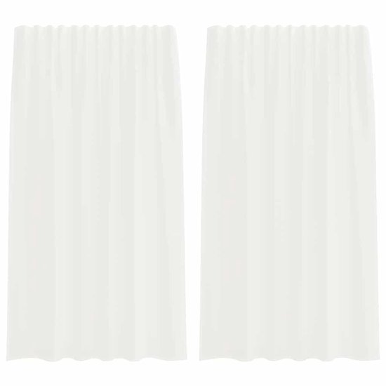 vidaXL - Rideaux - voile - avec - passe-tringles - 2 - pcs - blanc