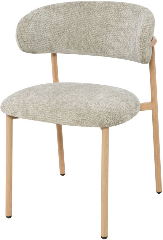 Usuals - Chaise de salle à manger Kiara - Tissu - Beige - Hauteur d'assise 48 cm x Largeur d'assise 50 cm - Vintage