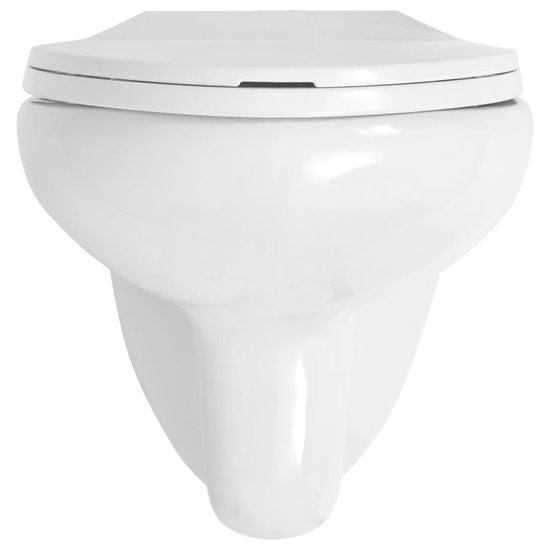 vidaXL Hangend toilet met soft-close toiletbril keramiek wit
