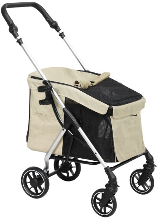 PawHut hondenbuggy, opvouwbaar met kussen, comfortabele kattenbuggy, lichtgewicht, zwart PawHut hondenbuggy, opvouwbaar met kussen, comfortabele kattenbuggy, lichtgewicht, zwart