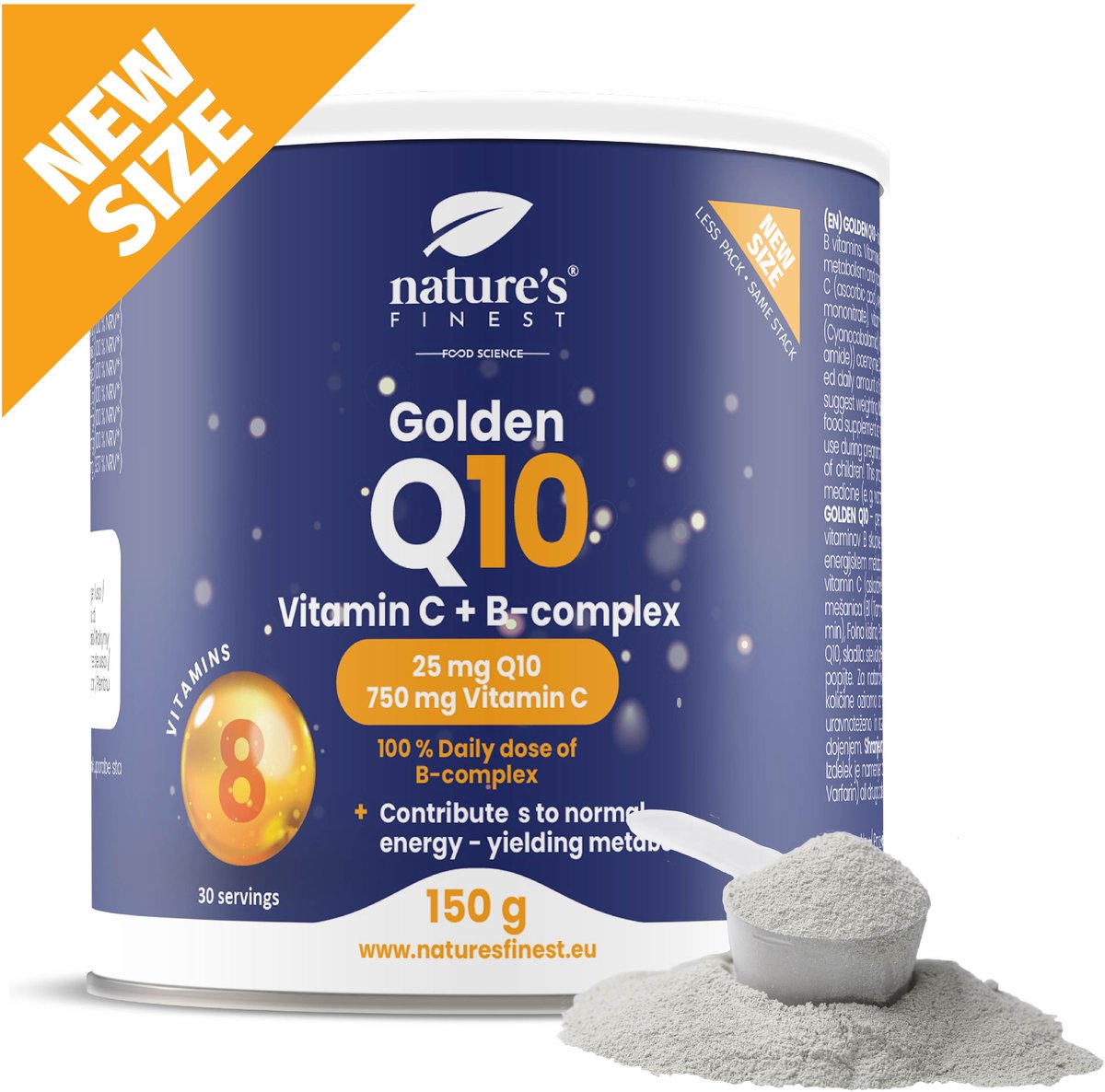 Goedkoopste Nature's Finest Golden Q10 Poeder 150 g – Met Co-enzym Q10, Vitamine C & B-complex – Voor Energie, Immuunsysteem & Celbescherming – Vegan, Zonder Suiker, Heerlijke Sinaasappelsmaak
