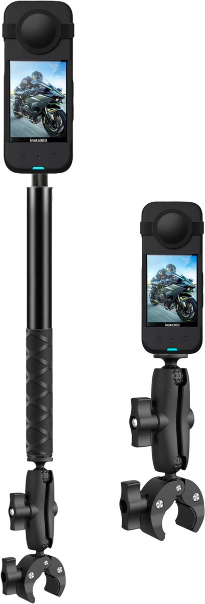 Motor Mount Bundle 4 Insta360 - Motorcycle Klem Mount 4 Insta360 - Pro Motor kit -Bike Mount for Insta360 - Invisible Selfie Stick 1.5m - Motorcycles - Motor bundle 4 Insta360 One X5 X4 X3 X2 X R GO Ace GO3 GO - Fiets Mount - Motor - Camera