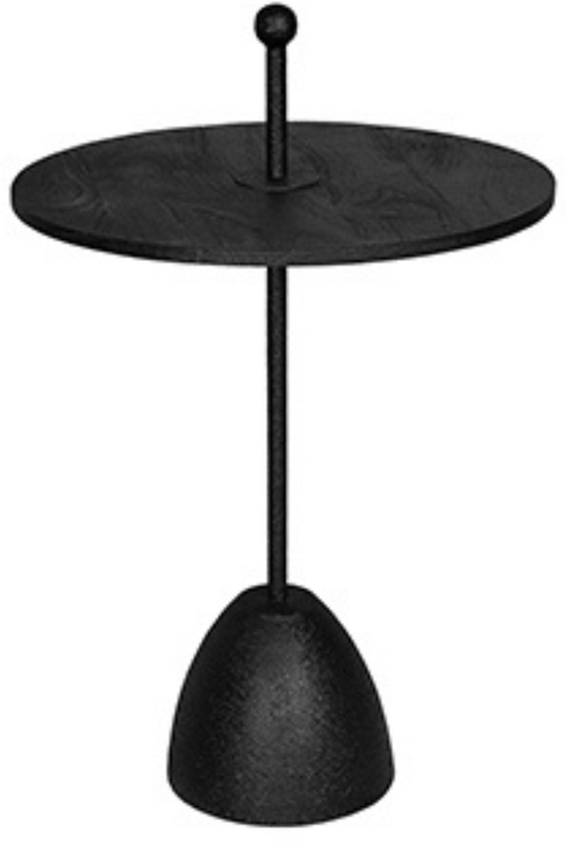 by Mooss - Bijzettafel - Black on Black - Rond - Metaal - Hout - Handvat - L - Ø 50 - Trendy