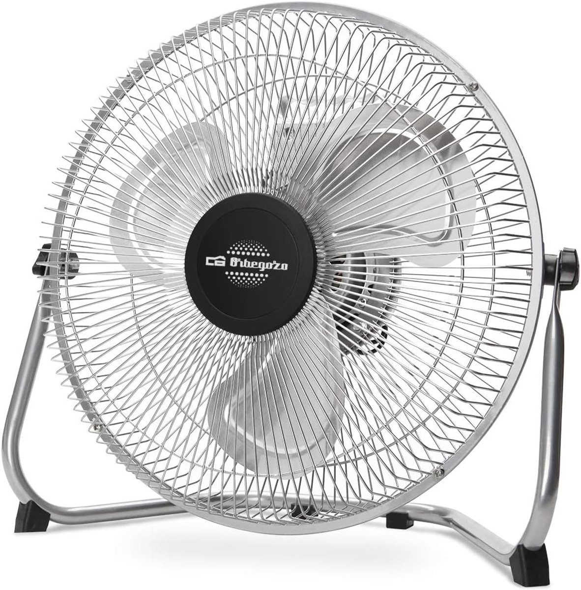 Industriële ventilator met verstelbare helling, 30 cm metalen vleugels, 3 snelheden, draaggreep, 45 W vermogen