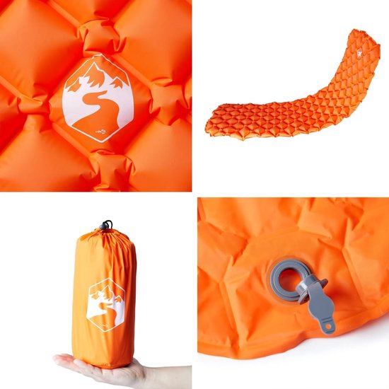 vidaXL - Kampeermatras - opblaasbaar - 190x58x6 - cm - 1-persoons - oranje van Vidaxl — afbeelding 3