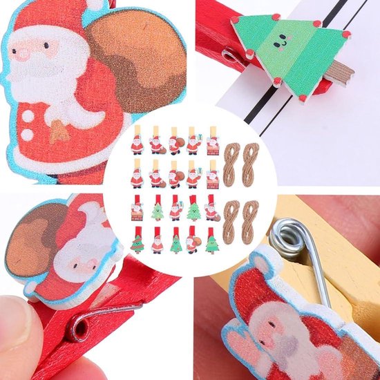ABSOFINE 50 stuks sneeuwvlok houten klemmen rood kerstboom wasknijpers hout klein decoratieklemmen voor naambordjes foto houten klemmen knutselen, kerstdecoratie
