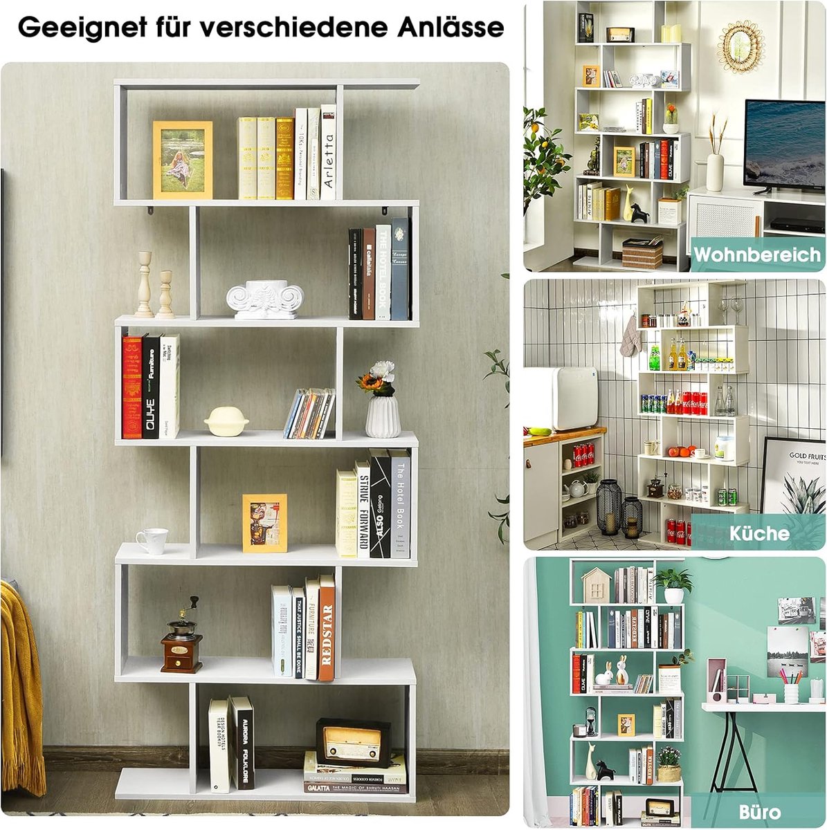IN.HOMEXL Zents Boekenkast, Staand Rek, met 6 niveaus, Kantoorplank, Open Planken, Voor Kantoor, Woonkamer - Review IN.HOMEXL Zents Boekenkast, Staand Rek, met 6 niveaus, Kantoorplank, Open Planken, Voor Kantoor, Woonkamer - Review