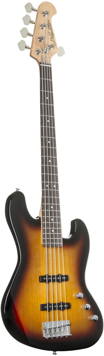 J & D JB/5 5-String Bass Sunburst - Elektrische basgitaar
