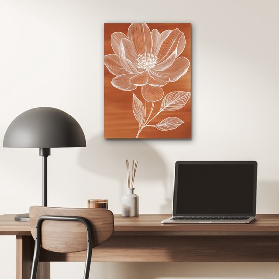 Aluminium schilderij 30x40 cm - Wanddecoratie metaal - Bloem - Minimalistisch - Wit - Metalen muurdecoratie woonkamer - Decoratie industrieel - Foto op dibond - Industriële accessoires slaapkamer