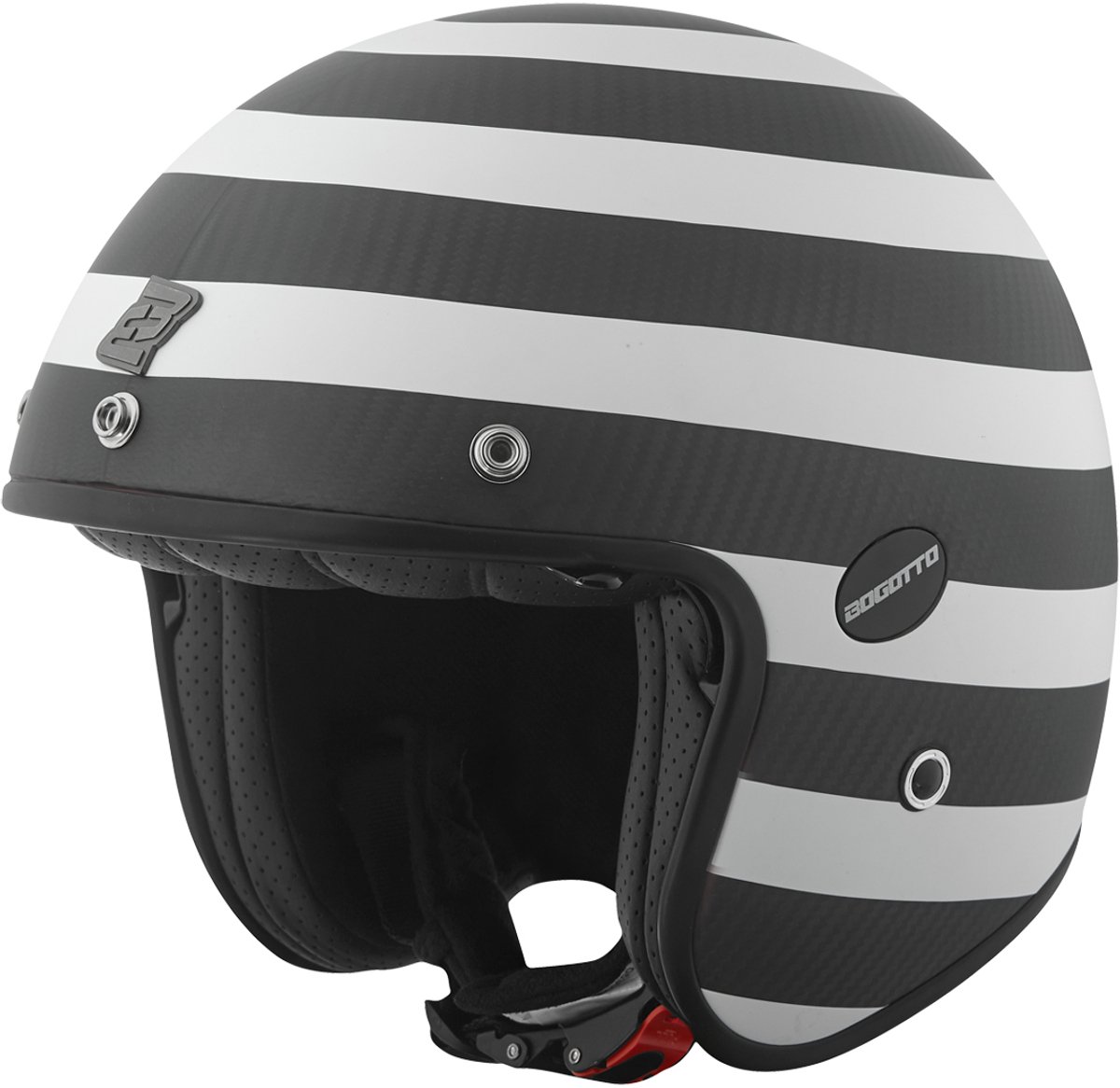 Bogotto V587 Scacchi Carbon Zwart Wit Jethelm - Maat XS - Helm