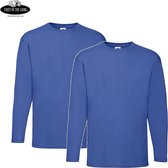 2 Pack Fruit of the Loom Value Weight Longsleeve T-shirt Royal Maat XL