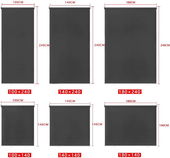 Store enrouleur d'extérieur Aufun, store vertical, protection solaire pour balcon, brise - vue, rideau occultant, Protection UV, protection contre le vent (140 x 140 cm, anthracite)