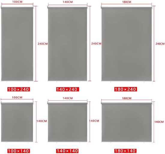 Store enrouleur d'extérieur Aufun, store vertical, rideau de balcon, brise-vue, Protection solaire, rideau occultant, Protection UV, protection contre le vent (140 x 140 cm, Grijs)